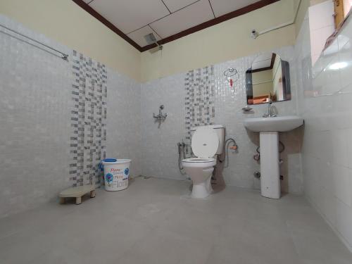 a bathroom with a toilet and a sink at Rimo in Nubra