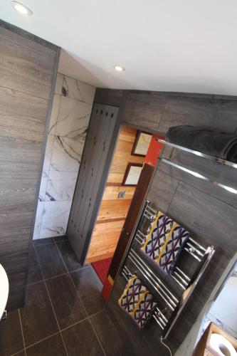 an overhead view of a room with a door and a floor at Admiral's Quarters - Stunning river and sea views in Dartmouth