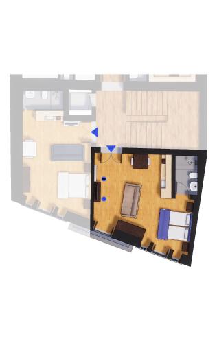 a rendering of a floor plan of a house at Bemyguest - Loft Guest House Jardim das Mães Charming in Viseu