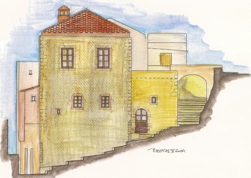 a drawing of a building at Vecchia Casa sterna in Monemvasia