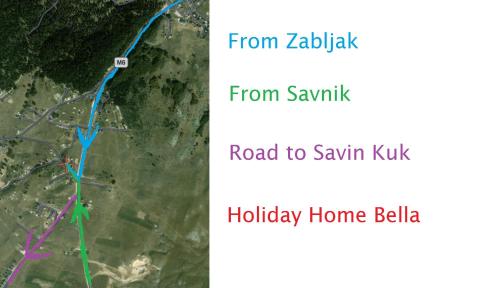 una mappa della strada per Samiyakk e la casa vacanze Balassi di Holiday Home Bella a Žabljak