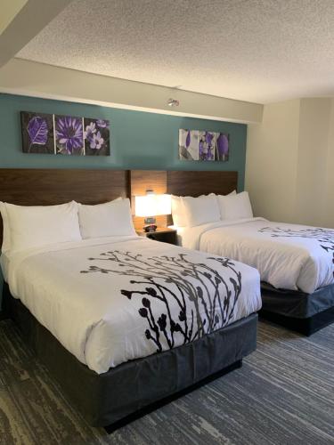 two beds in a hotel room with two at Sleep Inn & Suites California MD in California