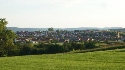 a view of a town from a green field at Gasthof Liederhalle in Aalen