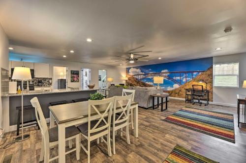 a dining room and kitchen with a table and chairs at Pet-Friendly Digs with Fire Pit and Large Yard! in Fayetteville