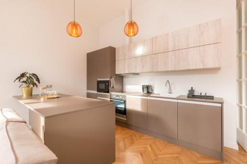 Kuchyňa alebo kuchynka v ubytovaní Space and Elegance in The Heart of Budapest