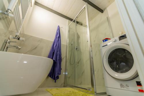 La salle de bains est pourvue d'un lave-linge et d'un lave-linge. dans l'établissement Industrial Loft [center of Turin], à Turin