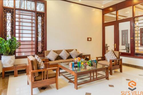 Ruang duduk di Su's Villa Hà Giang