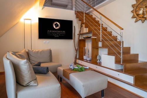 Ruang duduk di Boutiquehotel zur Winzerstube - Adults Only