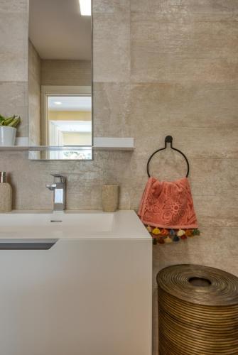 a bathroom with a sink and a mirror at Deluxe VILLA GRAZIELLA 200 M FROM THE BEACH in Èze