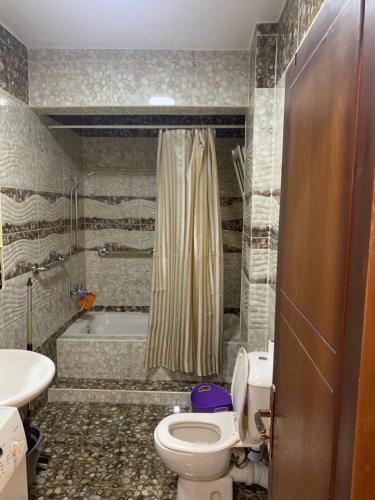 a bathroom with a toilet and a bath tub at Paris st in Ismailia