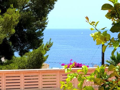 a view of the ocean from a fence at Casa MiraMar seaview BBQ pool 250m from beach in Calpe
