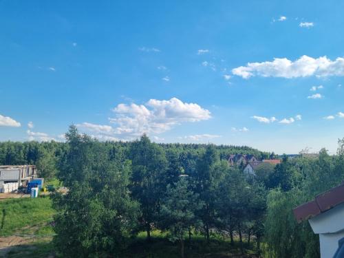 a view of trees and a blue sky with clouds at Apartament Hexagon 33 - 5D Apartamenty in Grzybowo
