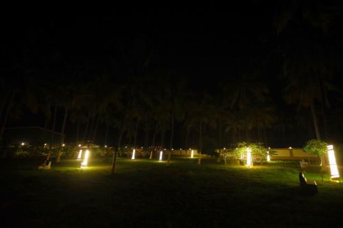 a park at night with lights in the grass at Royal Destiny Resort in Malaiyāndipattanam