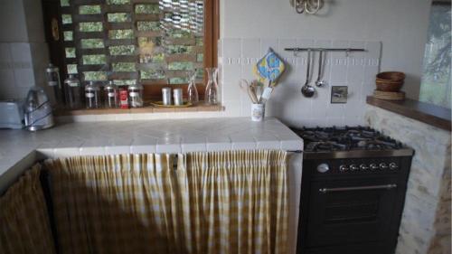a kitchen with a stove and a counter top at MAGNOLIA e CAMELIA in Vicchio
