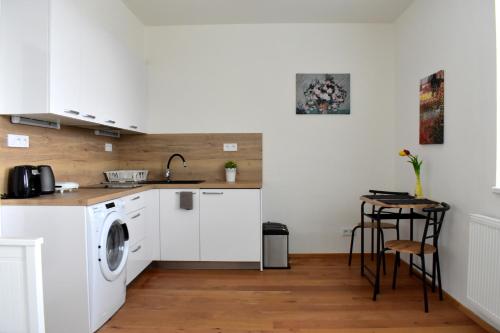 Kuchyň nebo kuchyňský kout v ubytování Airstay Prague apartment: Grebovka