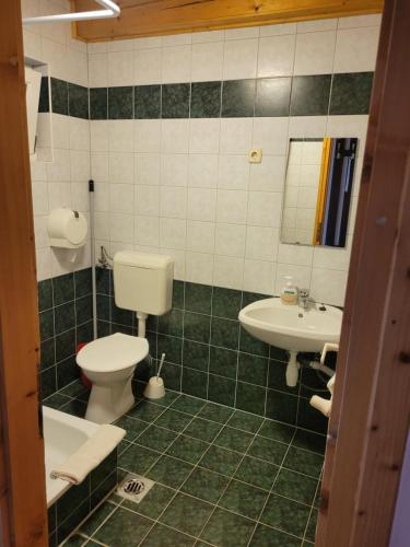 a bathroom with a toilet and a sink at Mohás Vendégház Kőszeg Mohás út 107 in Kőszeg