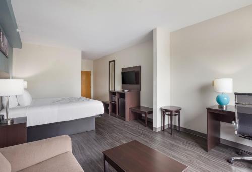 a hotel room with a bed and a tv at Sleep Inn & Suites in Foley