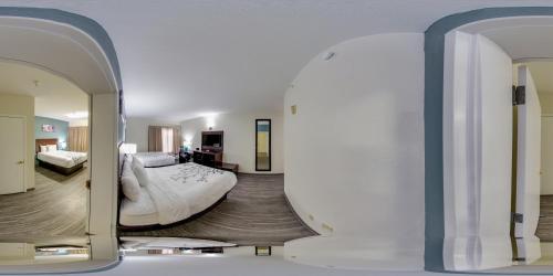 a room with a bed in a room with a mirror at Sleep Inn & Suites in Foley