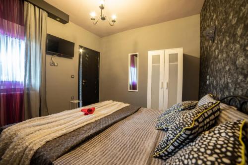 A bed or beds in a room at Lunar Meteorites