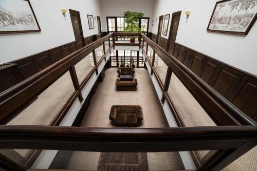 an overhead view of a staircase in a building at Piatra Pinului Ski & Spa in Gura Humorului