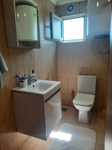 a bathroom with a sink and a toilet at Liza Apartment in Ulcinj
