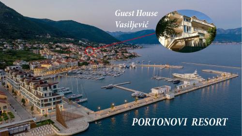 a view of a harbor with boats in the water at B&B Guest House Vasiljevic in Herceg-Novi