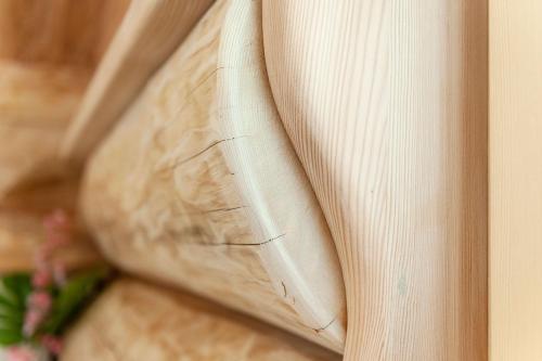 a close up of a piece of wood at Das Blockhaus Gosau - Your Austrian Home in Gosau