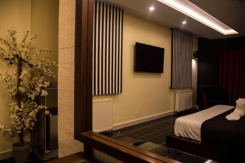 a hotel room with a bed and a tv at Metropole Hotel in Murree