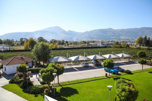 an aerial view of a resort with a park at Uva Nestum Wine & SPA in Gotse Delchev
