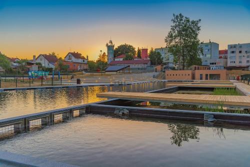 a body of water with a city in the background at Studio Apartment Lea in Čazma