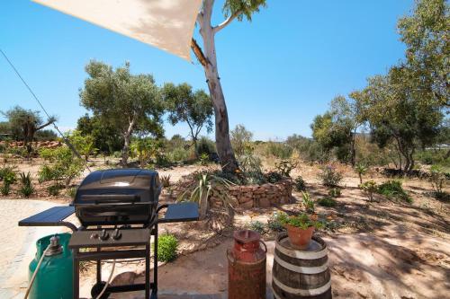 a grill and some plants in a field at Casa Burro in Moncarapacho