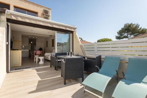 Villa Néréides Héliovillage, village naturiste, 45m2,chambre en rez de chaussée avec dressing