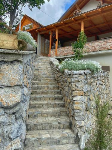 a stone staircase leading up to a house at Konak Umoljani in Umoljani