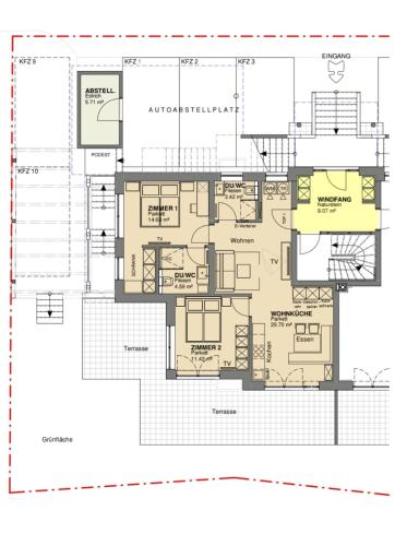 a floor plan of a house at Golf & Ski Appartements Mittersill Trausmuth Monika inkl Sommercard - Golfplatz 500 m entfernt, inkl Waschmaschine, Trockner in Mittersill