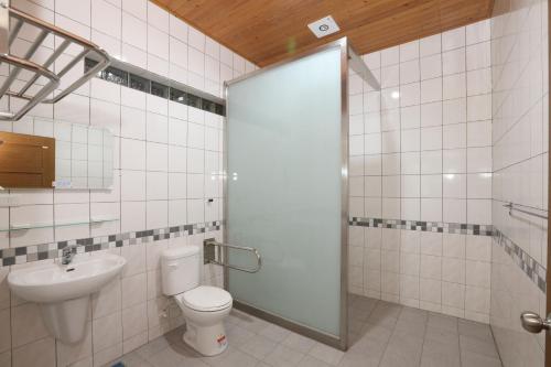 a bathroom with a toilet and a sink at 小葉園民宿Little Ya B&B in Ruilong