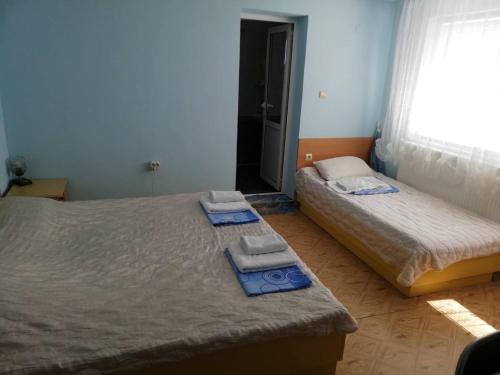 a bedroom with two beds and a window at Guest House Dimi in Byala