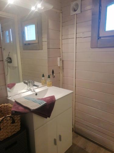 Bilik mandi di Chalets du Bois de Vache