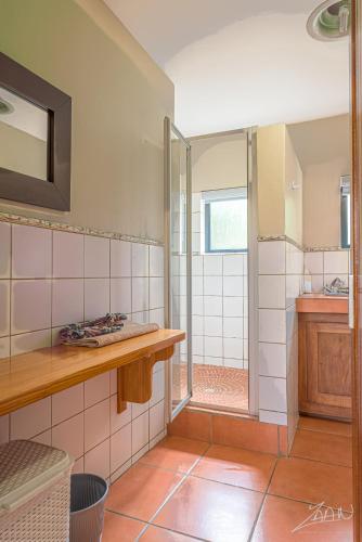 a bathroom with a shower and a sink at Igna in Eersterivierstrand