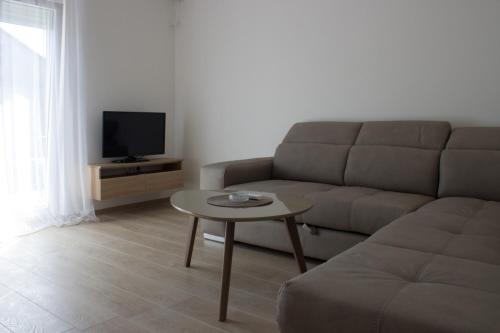 a living room with a couch and a table at Apartments PROVA **** in Tivat