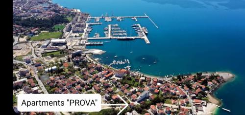 an aerial view of a harbor with a marina at Apartments PROVA **** in Tivat