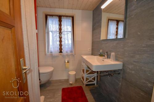 a bathroom with a sink and a toilet at Cosy Chalet in Brig-Glis in Glis