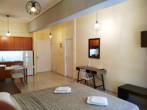 A kitchen or kitchenette at OSCAR STUDIO KALAMATA city centre