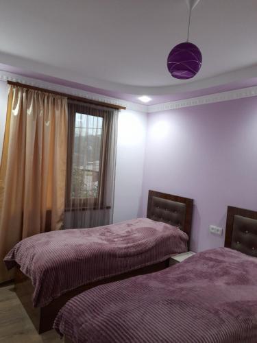 a bedroom with two beds and a window at Alex BnB in Tatʼev