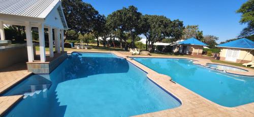 a large swimming pool in a yard with a house at Caribbean Estates 31 Montego Bay in Port Edward