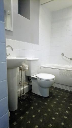 a bathroom with a toilet and a sink and a tub at Lake View Country House in Grasmere