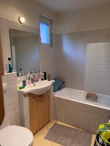 A bathroom at Balatonakarattya Magaspart