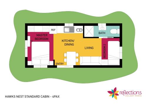 The floor plan of Reflections Holiday Parks Hawks Nest