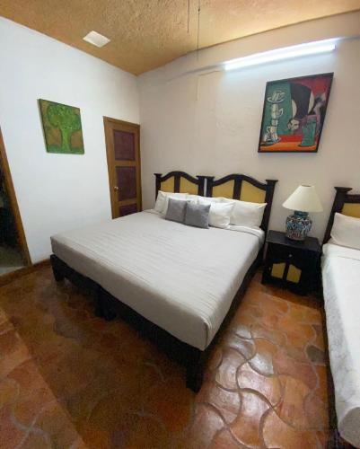 a bedroom with a large bed in a room at Hotel del Sol in San Miguel de Allende