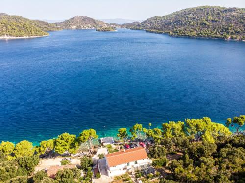 an aerial view of a large body of water at Apartments Luka in Ubli