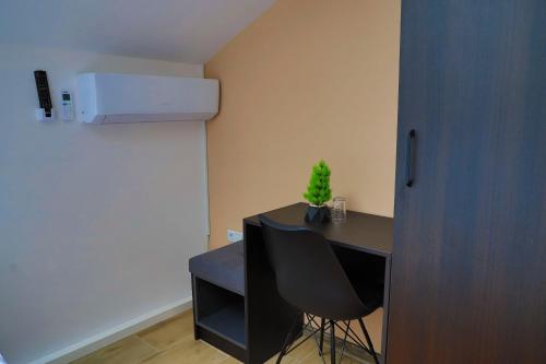 a desk with a potted plant on it in a room at Konak kod Hame in Bihać